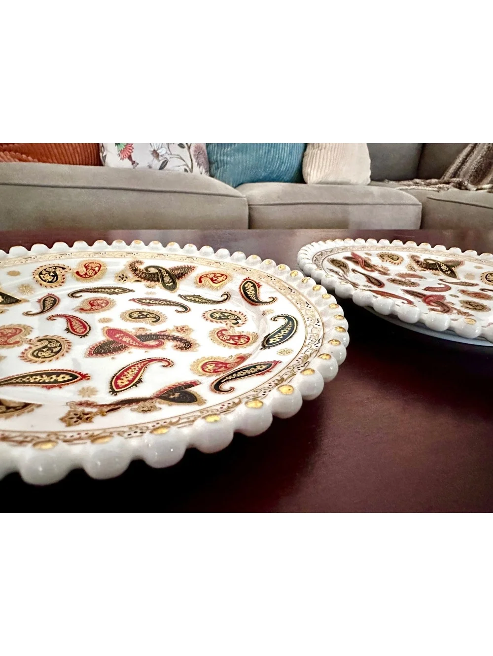 Vintage Set of 2 Fine China Decorative Desert Plates 8” Diameter